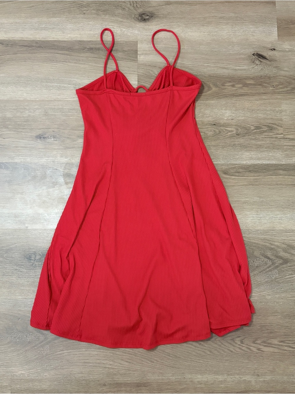 Earthbound Red Lace-Up Ribbed Sundress - Picture 3 of 3